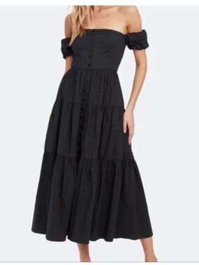 Staud Elio Off The Shoulder Dress in Black